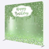 Lofaris Green Glitter Diamonds Birthday Pillow Case Backdrop